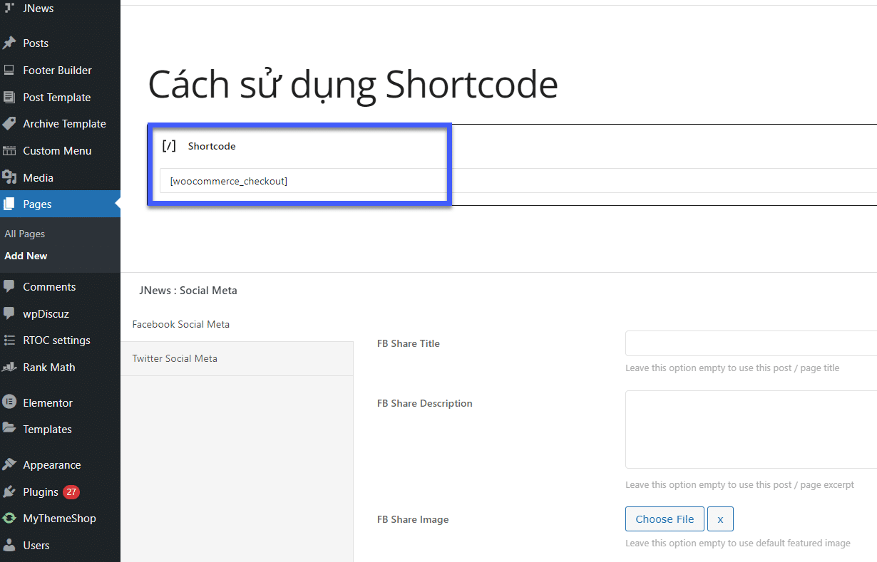 Cách sử dụng Shortcode